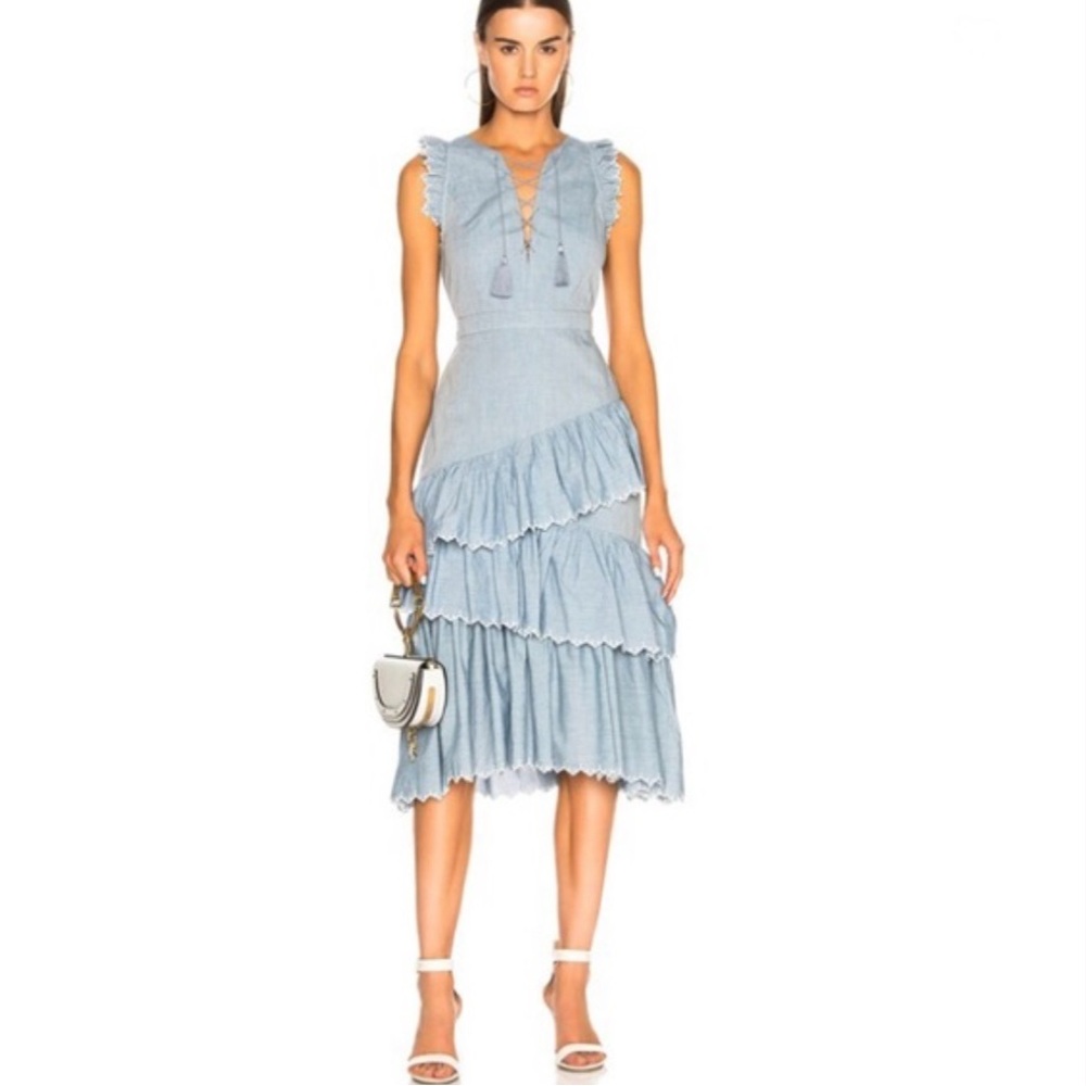 ULLA JOHNSON chambray ruffle dress
